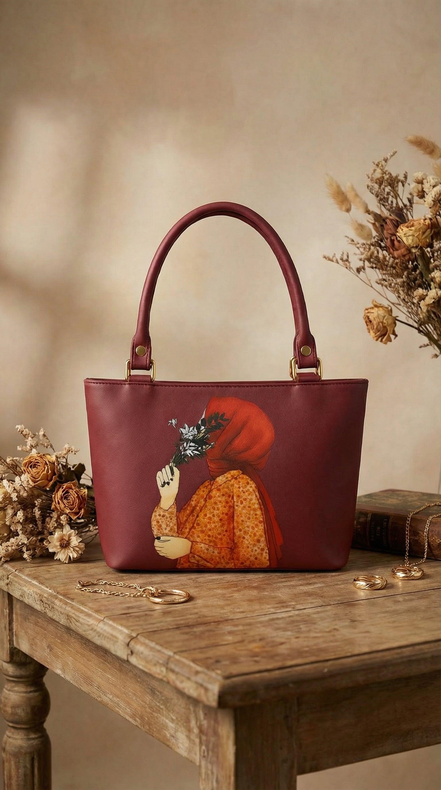 Autumn Elegance – The Aura Burgundy Tote 🍂