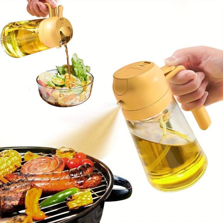 2 In 1 Oil Spray Glass Jug - 450ML