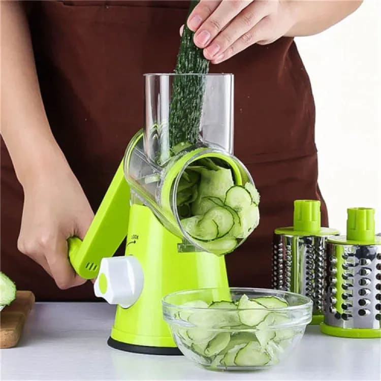 Manual Vegetable Cutter Slicer Round Grater 3 in1 Slicer Table top Drum Grater