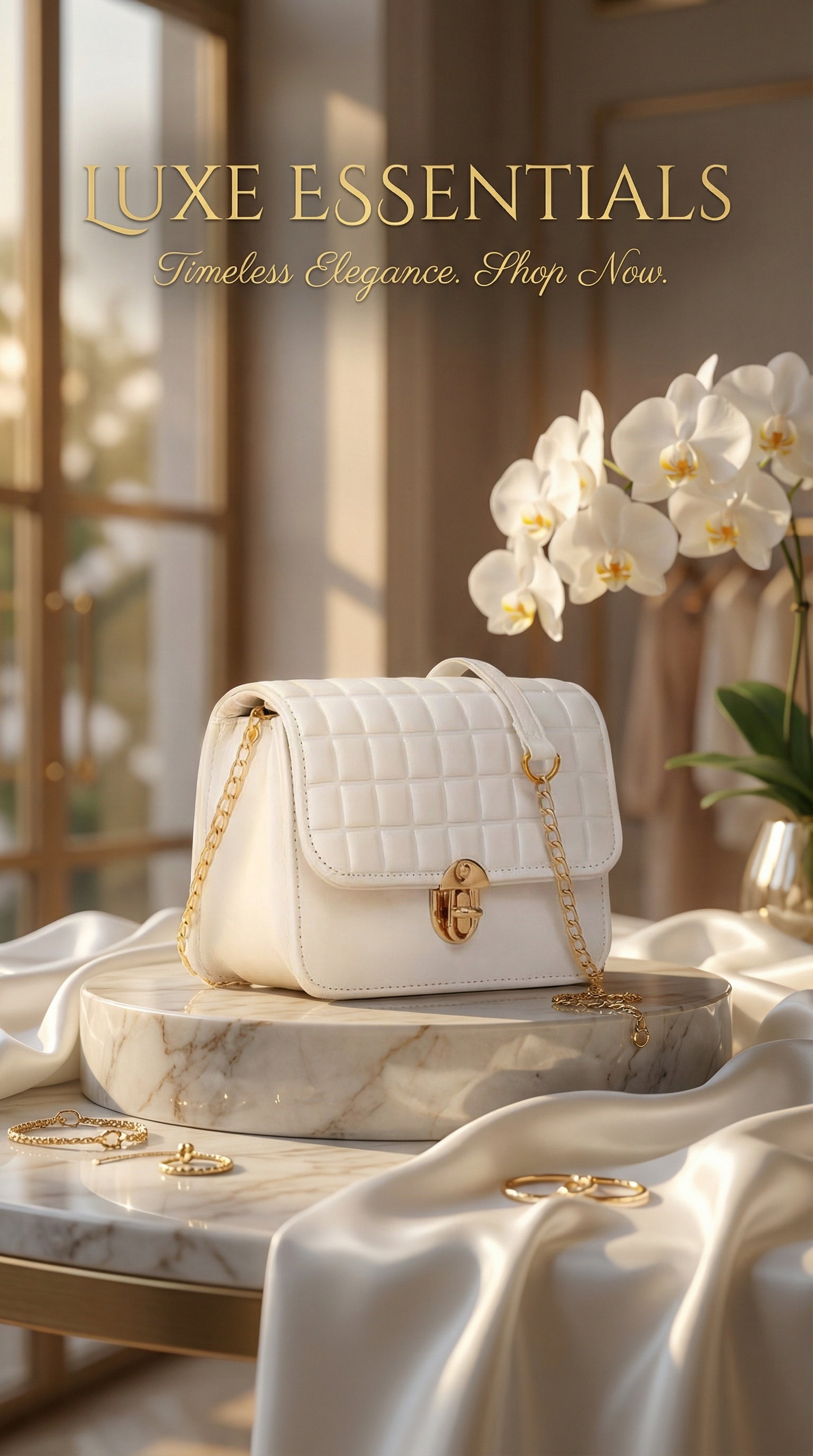 Pristine White Luxe Chain Bag