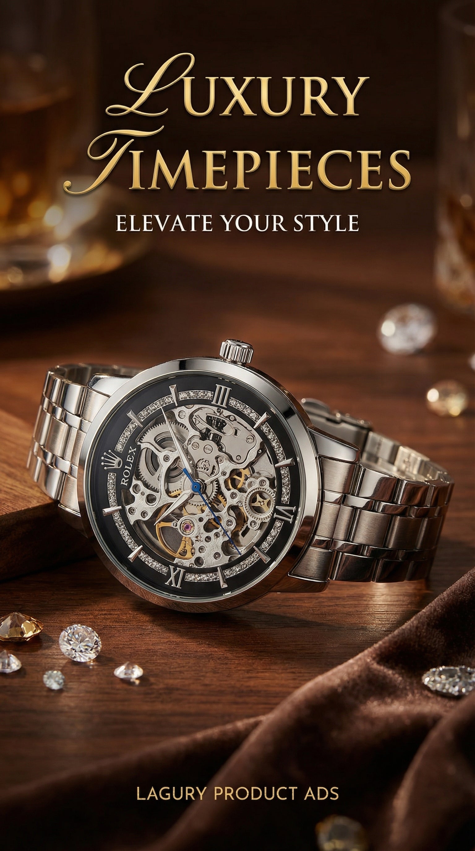 Rolex skeleton automatic watch.